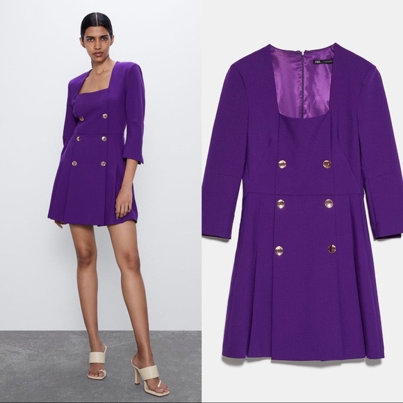 zara purple blazer dress